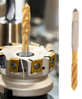 Pro Grade Thread Tap Drill Bit Set 1/4-20 High Speed Steel Titanium Coated Spiral Point Tap For Fast, Reliable Threading, Lightweight And Portable For Professionals And DIY Enthusiasts, HSS tap in milling chuck