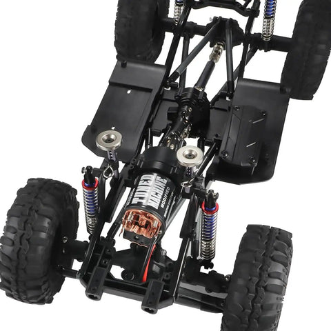 Beefed Up Front Planetary Gearbox Transfer Case Drive Shaft Skid Plate Set installed on RC Rock Crawler SCX10 II chassis