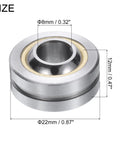 GEBK8S Spherical Plain Bearing 8mm X 22mm X 12mm Pre Lubricated Carbon Steel with bronze cage and dimensions shown.
