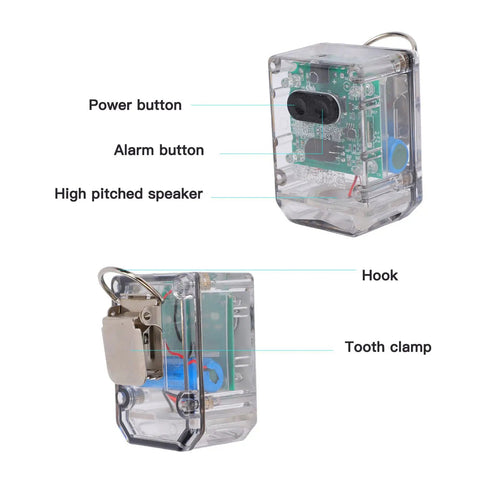Built Tough Motion Sensor Safety Alarm For Frontline Workers With 100dB Distress Alert Long Battery Life showing power and alarm buttons.