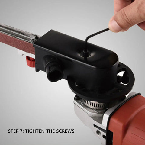 Tough As Nails Angled Grinder With 50mm Sanding Belt And M10 Interface, adjusting speed dial and screws.