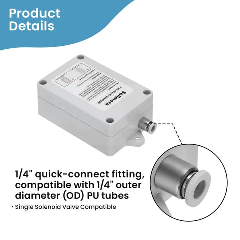 Heads Up Pro Shop Grade Pneumatic Muffler uses 1/4 inch inlets, gray quick-connect fitting for air compressors.