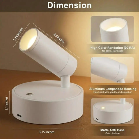 Magnetic Rechargeable Picture Light 2 Pack With Remote And Touch Control, wireless art spotlight dimensions and features