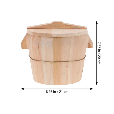 Sweet Wooden Rice Container Bucket With Sturdy Side Handle For Steaming Perfectly Fragrant And Chewy Rice Using Safe Odorless Material For Busy Home Chefs Who Want That Good Vibes Cooking Experience Today, 8.26 in wide.