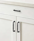 Freshen Up Your Space With Matte Black Zinc Cabinet Handles Rock Solid Heavy Duty Kitchen Pulls on white cabinets.