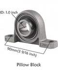 Pillow block bearing component of the Beefy 1 Inch By 32 Inch Live Axle Kit With 145/70-6 Wheels And Rims, Chain Sprocket, Brake Master Cylinder For Go Karts, ATVs, Quads, Trikes And Golf Carts, Heavy Duty Chrome Build Supports Over 500 Lbs.