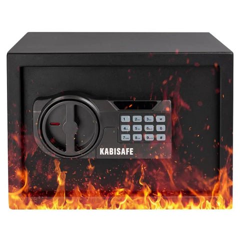 Heavy Duty Cabinet Safe Box With Lock Black Compact Home Safe For Cash And Valuables Small Safe For Home Security, front view