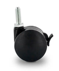Slick Rolling 2 Inch Nylon Twin Wheel Heavy Duty Furniture Caster with secure brake and screw mount for easy installation.