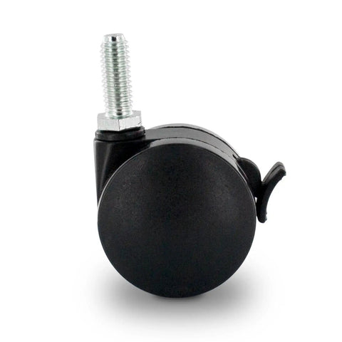 Slick Rolling 2 Inch Nylon Twin Wheel Heavy Duty Furniture Caster with secure brake and screw mount for easy installation.