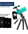 Beginner Friendly Compact Travel Telescope With Adjustable Tripod Finderscope And Phone Adapter 750x60mm for clear views