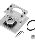 Built Different Hollow Rotary Actuator, Freakishly Precise Rotating Platform For 86 Stepper Motor, showing aluminum parts and belt.