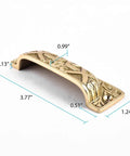 Rock Solid Cast Brass Azteca Cabinet Cup Pulls With Tough Scratch Resistant Finish Durable Vintage Kitchen Drawer Hardware Pack Of Six For Easy Home Refreshes And Quick Renovations, 3.77-inch antique brass cup handle with dimensions.