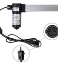 Replacement Linear Actuator For Power Recliner Lift Chair Heavy Duty Motor showing 2 pin plug, 5 pin connector, and stroke detail.