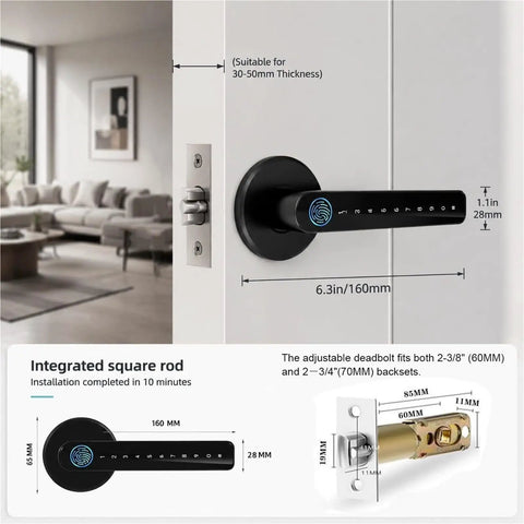 No Sweat Keyless Entry Smart Door Lock With Biometric Fingerprint Scanner And Mobile App Control For Killer Home Security mounted on a door.