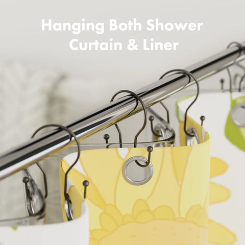 Bronze Double Hook Shower Curtain Hooks Rust Proof Metal Smooth Glide For Easy Curtain Movement And Balanced Hanging On Shower Rod Set Of 12