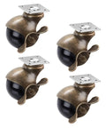 Top Shelf Heavy Duty Swivel Casters With Vintage Brass Plate Mount 2 Inch Universal Furniture Wheels 4 Pack smooth rolling wheels set.
