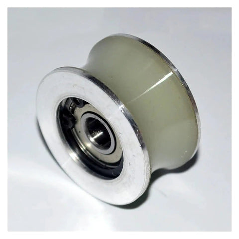 Heavy Duty Automatic Sliding Glass Door Rollers With Mute Polyurethane Nylon Bearings Quiet Hanging Track Hardware Replacement Kit For Patio Doors Smooth Ride No Sweat Install Quick Swap close-up of a nylon bearing roller.