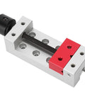 Compact Aluminum Mini Bench Vise For Woodworking Hobbyists, A Handy Little Table Clamp With 50mm Jaw Range, 123mm Overall Length, 20mm Mount Hole Distance, Ideal For Engraving, Drilling, And Small Repairs, red jaw pad