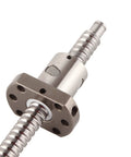 300Mm Rolled Ballscrew Ballnut With Zero Play Anti Backlash Design For CNC Machines close-up view with rolled shaft and flange.