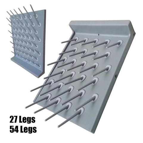Super Cool Chemical Lab Draining Rack With 27 Pegs Crafted From Durrrr Food Grade Polypropylene In Sleek Grey on display.