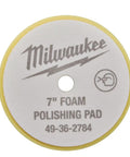 7 Inch Polishing And Finishing Pad Kit For Dual Action Polisher Easy Centering Hole For Quick Pad Alignment Compatible With All 7 Inch Hook And Loop Backing Pads Includes 49-36-2783 2784 2785. Close-up of foam polishing pad.