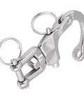 Killer Strength 316 Stainless Steel Jaw Swivel Snap Shackle With Quick Release Pin For Sailboat Halyard And Spinnaker Hook Straight Up Marine Gear Heavy Duty Hardware 70mm close-up view