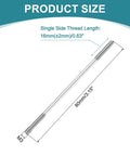 Double-ended stainless steel M3 stud bolt, 80mm overall length with threaded ends