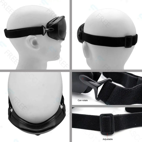 Top Shelf Professional Laser Safety Glasses With Knockout Od Six Plus Shielding Across Wide Band Wavelengths For Makers And Lab Techs In Sleek Black Protective Frames side view on mannequin with adjustable strap