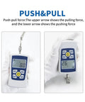 Hella Precise Digital Push And Pull Gauge Slick Force Tester Meter With Tight Five Newton Accuracy showing pulling and pushing force readings.