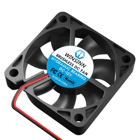 Rock Solid 50 Mm 12 V Cooling Fan 6000 Rpm Brushless Hydraulic Bearing 5 Pack with black housing and red cable.