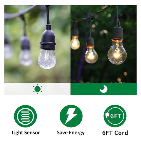 Heavy Hitter Outdoor Power Strip Timer With Dusk To Dawn Light Sensor, Waterproof Six Outlet Extension Cord, Foolproof Remote Holiday Setup, All Season Backyard Safe, Etl Listed, showcasing illuminated bulbs with a light sensor.