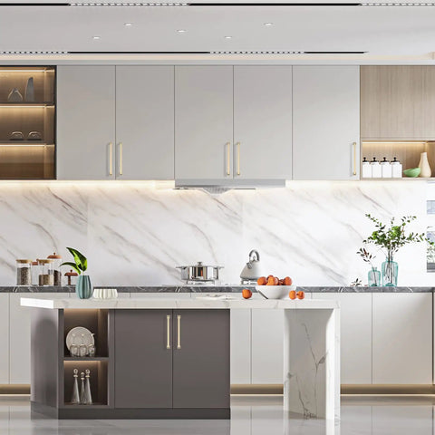 Slick Heavy Duty 10 Pack 7 Inch Brushed Brass Cabinet Handles For Kitchen Cupboards And Drawers on modern kitchen cabinets.
