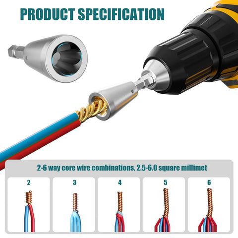 Pro Grade Heavy Duty Wire Nut Twister Drill Bit Attachment, connecting wires, hex shank, fits 2.5-6 sq mm wire.