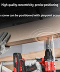 Pro Grade 20V Brushless Cordless Drill Driver Kit Featuring Badass 55Nm Torque Output, precision driving into wood.