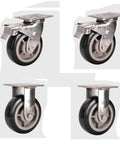 Heavy Duty 304 Stainless Steel Flat Plate Caster Wheels with smooth rolling design, ideal for heavy loads and rugged use.