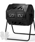 Dual Chamber Rotating Compost Tumbler No-Fuss Spin For Continuous Cycle Composting, 42 Gallon Large Capacity Outdoor Bin