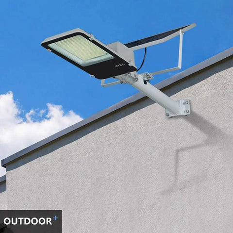 Heavy Duty Solar LED Flood Light With Remote And Light Sensor IP65 Waterproof 10W To 150W Dusk To Dawn Street Lamp mounted on wall