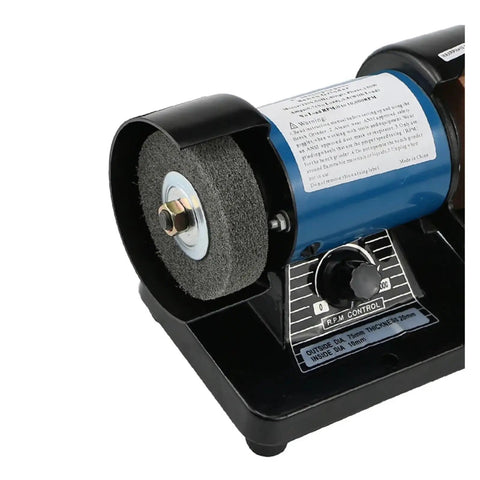 Top Shelf Mini Bench Grinder With Quick Adjust Speed Dial For Smooth Polishing And Fine Sanding On Jade Jewelry Engraving Tasks with polishing stone.