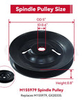 Heavy Duty Deck Spindle With Solid Pulley For Ride On Mower No Sweat Drop In Swap Fits John Deere Z245 Eztrak Zero Turn Gear, 5 inch pulley.