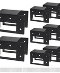 8 Pack Firewood Log Storage Rack Bracket Adjustable Beefy Heavy Duty Powder Coated Steel Holder For Fireplace Patio And Deck Rust Resistant Outdoor Wood Storage Organizer, showing eight black steel brackets and screws
