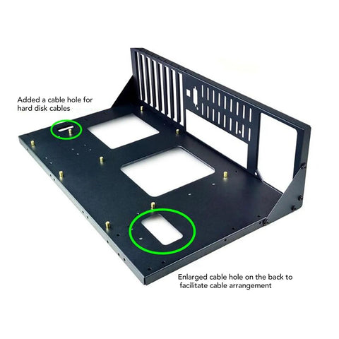 Heavy Duty Open Pc Rack Enclosure Stand With Clean Cable Routing Supports Atx Micro Atx Itx Boards Reinforced Steel showing cable holes for management.