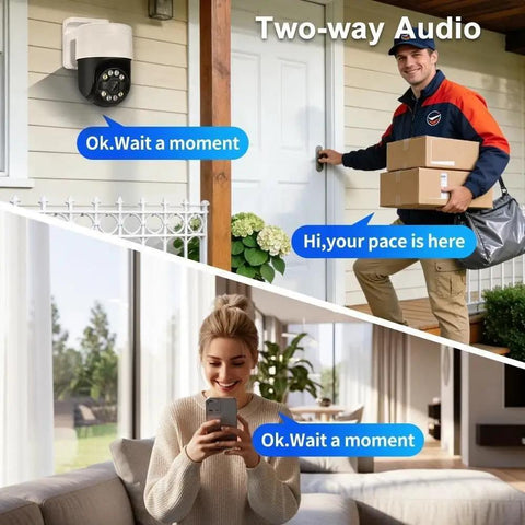 Heavy Duty 8MP 4K PoE PTZ Security Camera Surveillance Kit With Tough As Nails Night Vision And Crisp Pan Tilt Zoom for two-way audio monitoring.