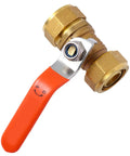 Heavy Duty Brass Ball Shut Off Valve For Water Heater Inlet Pipe Blocks Backflow With Smooth Turning Hose Barb Fit and Rock Solid Construction.
