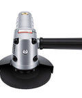 Heavy Duty 4 Inch Pneumatic Air Angle Grinder Spinning At 11000 RPM Smashes Through Rust And Scale Effortlessly Featuring A Sleek Build For All Day Shop Work Without Breaking A Sweat, front view.