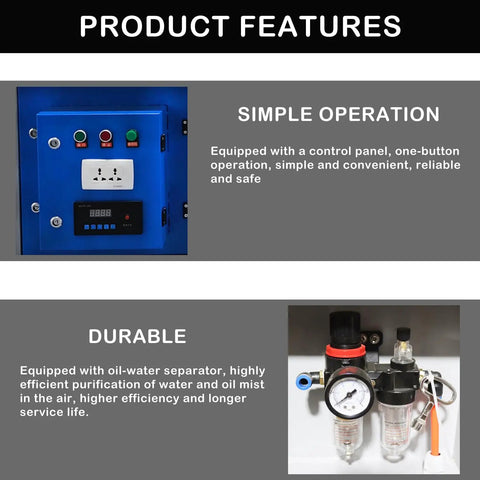 Control panel and oil-water separator features of the Heavy Duty Metalworking Downdraft Table Featuring A Rock Solid Dust Collector And Welding Fume Extractor Crafted For Grinding Polishing Workstations Kick The Dust To The Curb.