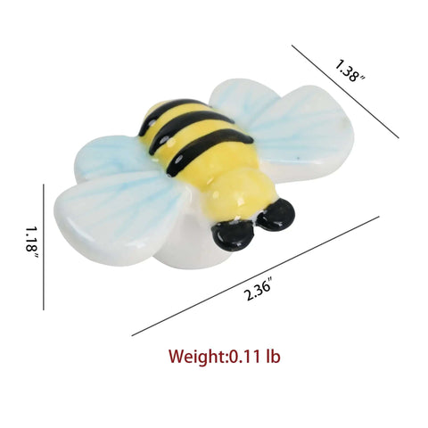 Hella Cute Yellow Honey Bee Ceramic Drawer Knobs And Cabinet Pulls, 2.36 inch long cute bee design for kids furniture.