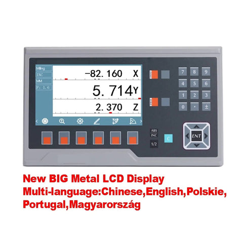 Heavy Duty Digital Caliper Set With Oversized LCD Screen And Precision Optical Encoder Linear Scale For Lathe Work Built Like A Boss With Die Cast Housing For Machinists Craving Flawless Readouts LCD display with measurements in multiple languages and large buttons.