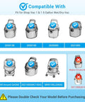 Image showing vacuum models compatible with 12 Pack 90667 Filter Bags For 1 to 1.5 Gallon Wet Dry Vacuums, Type A Collection.