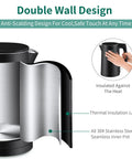 1.7 Liter Electric Kettle With Double Wall Stainless Steel Interior, Fast 1200W Boil, Auto Shut Off, Boil Dry Protection