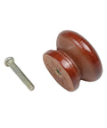 Ten Pack Round Wood Drawer Knobs Warm Red Brown Finish Mushroom Design with screw for easy installation on drawers.